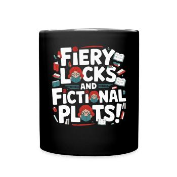 Redhead Bookworm Ginger Hair Reading Books - Full Colour Mug - black - Front