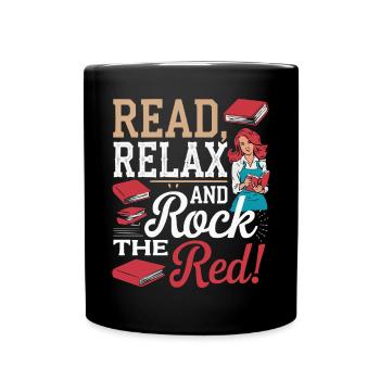 Redhead Bookworm Ginger Hair Reading Books - Full Colour Mug - black - Front