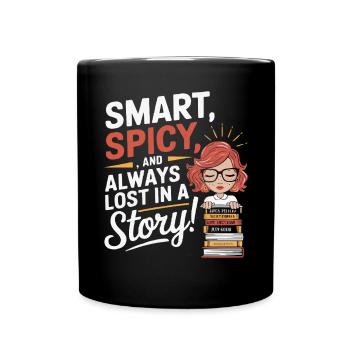 Redhead Bookworm Ginger Hair Reading Books - Full Colour Mug - black - Front