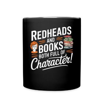 Redhead Bookworm Ginger Hair Reading Books - Full Colour Mug - black - Front