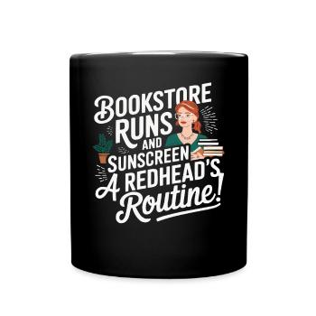 Redhead Bookworm Ginger Hair Reading Books - Full Colour Mug - black - Front