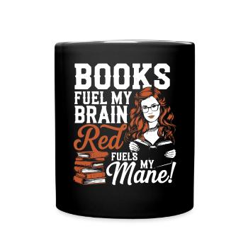 Redhead Bookworm Ginger Hair Reading Books - Full Colour Mug - black - Front