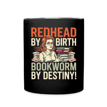 Rothaariger Bücherwurm Ingwer Haare Lesebücher - Tasse einfarbig - Schwarz - Vorne