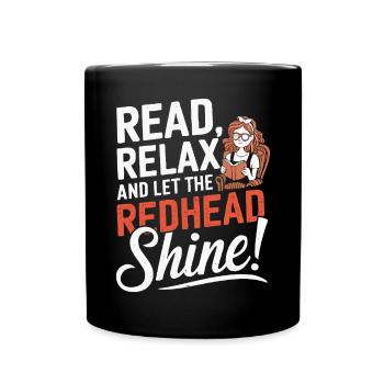 Rothaariger Bücherwurm Ingwer Haare Lesebücher - Tasse einfarbig - Schwarz - Vorne