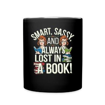 Redhead Bookworm Ginger Hair Reading Books - Full Colour Mug - black - Front