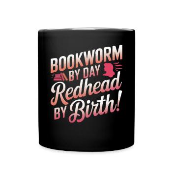 Redhead Bookworm Ginger Hair Reading Books - Full Colour Mug - black - Front