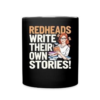 Redhead Bookworm Ginger Hair Reading Books - Full Colour Mug - black - Front