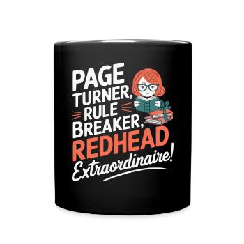 Redhead Bookworm Ginger Hair Reading Books - Full Colour Mug - black - Front