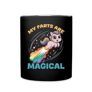 Mignons arcs-en-ciel de licorne qui pètent - Mug uni - noir - Devant
