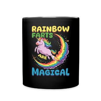 Cute Farting Unicorn Rainbows - Full Colour Mug - black - Front