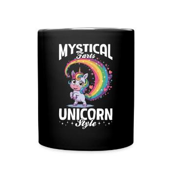 Mignons arcs-en-ciel de licorne qui pètent - Mug uni - noir - Devant