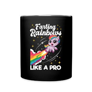 Mignons arcs-en-ciel de licorne qui pètent - Mug uni - noir - Devant