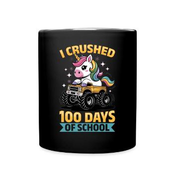 Monster Truck Unicorn 100 Days of School - Tasse einfarbig - Schwarz - Vorne