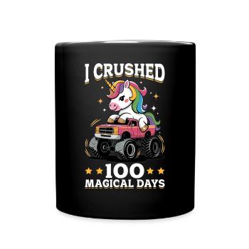 Monster Truck Unicorn 100 Days of School - Tasse einfarbig - Schwarz - Vorne