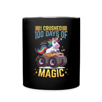 Monster Truck Unicorn 100 Days of School - Tasse einfarbig - Schwarz - Vorne