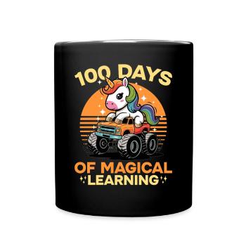 Monster Truck Unicorn 100 Days of School - Tasse einfarbig - Schwarz - Vorne