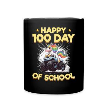 Monster Truck Unicorn 100 Days of School - Tasse einfarbig - Schwarz - Vorne