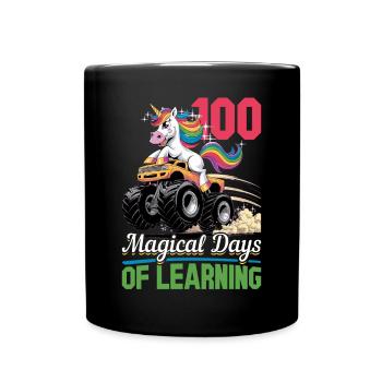 Monster Truck Unicorn 100 Days of School - Tasse einfarbig - Schwarz - Vorne
