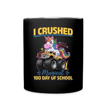 Monster Truck Unicorn 100 Days of School - Tasse einfarbig - Schwarz - Vorne