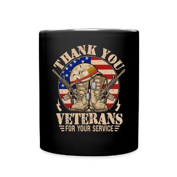 Vielen Dank an die Veteranen für Ihren Dienst - Tasse einfarbig - Schwarz - Vorne