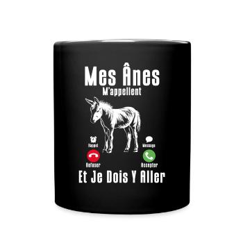 Meine Esel Rufen Mich Und Da Muss Ich Als Züchter - Tasse einfarbig - Schwarz - Vorne