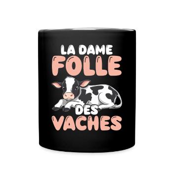 Die Verrückte Dame Der Kühe, Die In Den Hof - Tasse einfarbig - Schwarz - Vorne