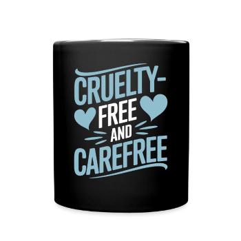 Cruelty-free and carefree vegan vegetarian - Full Colour Mug - black - Front