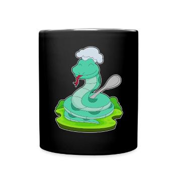 Schlange Koch Löffel Kochen - Tasse einfarbig - Schwarz - Vorne