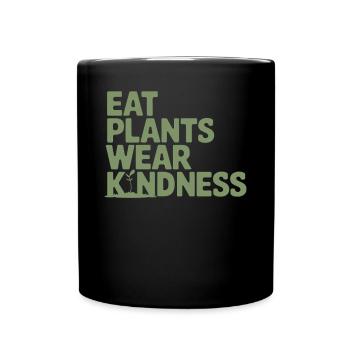 Eat plants Lazy Friendliness Vegan Vegetarian - Full Colour Mug - black - Front