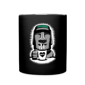 Easter Island Kaffee Moai Herz Tasse - Tasse einfarbig - Schwarz - Vorne