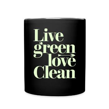 Live Green Love Clean Vegan Végétarien - Mug uni - noir - Devant