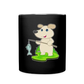 Hund Angler Fisch Angeln - Tasse einfarbig - Schwarz - Vorne