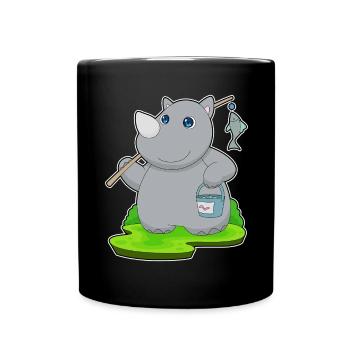 Nashorn Angler Fisch Angeln - Tasse einfarbig - Schwarz - Vorne