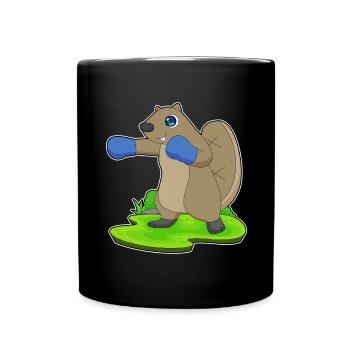 Biber Boxer Boxhandschuhe Boxen - Tasse einfarbig - Schwarz - Vorne