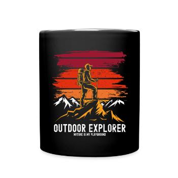Outdoor Explorer Hiking & Mountaineering Nature - Full Colour Mug - black - Front