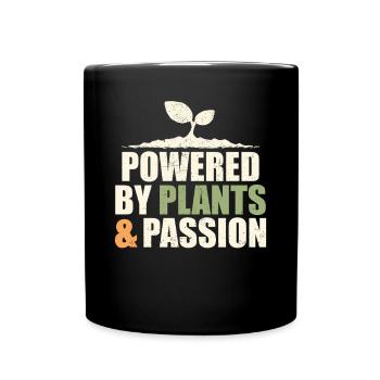 Angetrieben Von Pflanzen & Leidenschaft: Vegan - Tasse einfarbig - Schwarz - Vorne