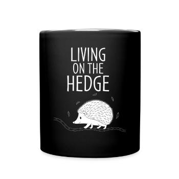 Living On The Hedge Igel Cartoon Humor - Tasse einfarbig - Schwarz - Vorne