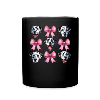 Coquette noeud dalmatien chien maman rose - Mug uni - noir - Devant