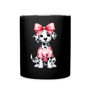 Coquette noeud dalmatien chien maman rose - Mug uni - noir - Devant