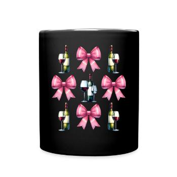 Coquette Bow Wine Drinker Pink - Full Colour Mug - black - Front