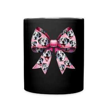 Coquette noeud dalmatien chien maman motif rose - Mug uni - noir - Devant