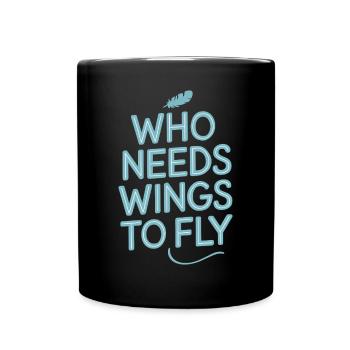 Qui a besoin d’ailes pour voler végétalien végétarien - Mug uni - noir - Devant