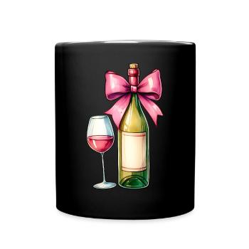 Coquette Bow Wine Drinker Pink - Full Colour Mug - black - Front
