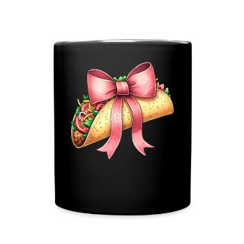 Coquette Bow Tacos Mexican Food Pink Ribbon - Full Colour Mug - black - Front