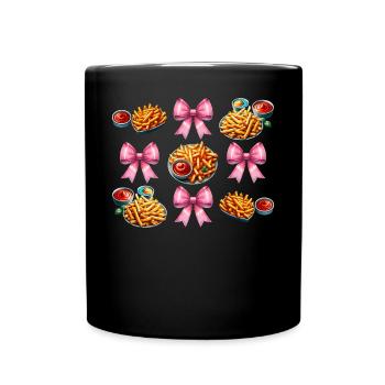 Kokette Schleife Pommes Frites Mama Muttertag - Tasse einfarbig - Schwarz - Vorne