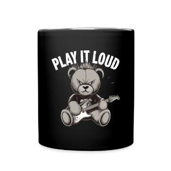 Heavy Metal Bär, Spiel Es Laut: Musikliebhaber - Tasse einfarbig - Schwarz - Vorne