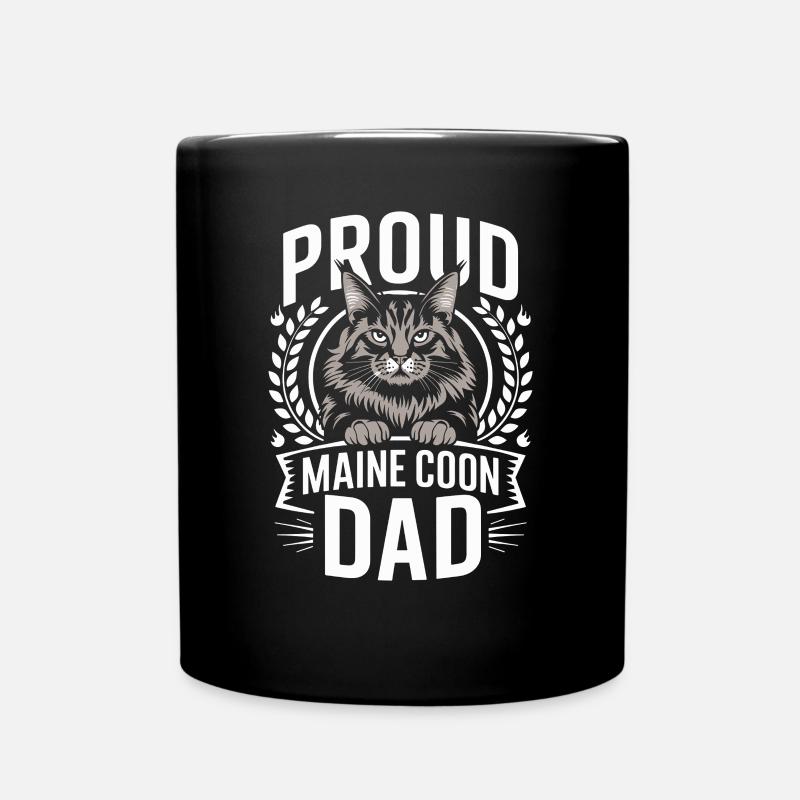 Stolzer Maine Coon Papa Katze Liebhaber Design - Tasse einfarbig - Schwarz