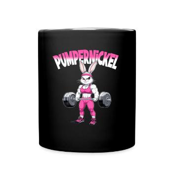 Lapin mignon dans la salle de sport avec puissance pumpernickel - Mug uni - noir - Devant