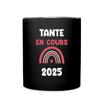 2025 Tante kündigt Schwangerschaft an - Tasse einfarbig - Schwarz - Vorne