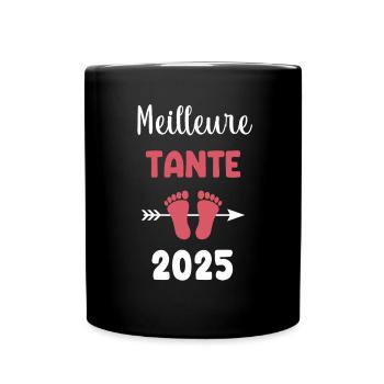 Beste Tante 2025 Schwangerschaftsankündigung - Tasse einfarbig - Schwarz - Vorne